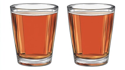 Two Transparent Glasses Filled with Orange Beverage on a Table Surface