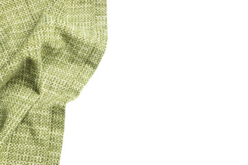 Green tablecloth isolated on white, top view