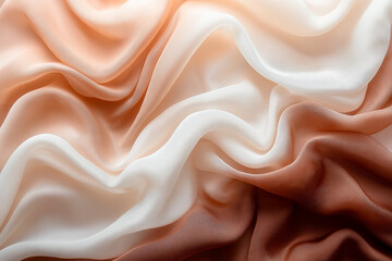 Obraz premium Arrangement of wave fabrics with textile texture, abstract background in the color palette of brown, beige and orange