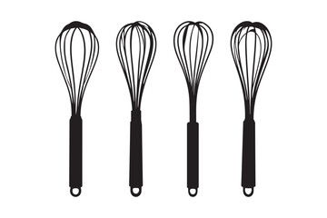 Kitchen Whisk and Spoon Silhouette Vector Set