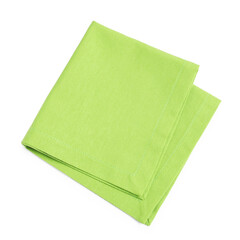 One light green napkin isolated on white, top view