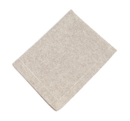 One grey folded napkin isolated on white, top view