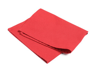 One bright red napkin isolated on white