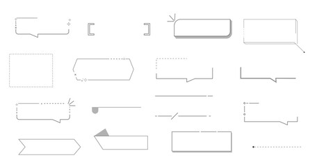 Title frame quote text box border cute simple line speech bubble. Comic dialog shape. Information elements, note decoration. Retro template.