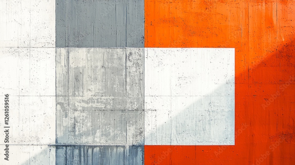 Poster bold hues of orange, grey, and white converge in a striking display of abstract architecture, transf