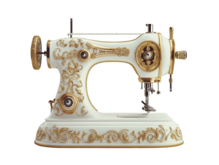 Vintage Sewing Machine Beautifully Crafted on Transparent Background