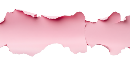 Pink torn paper with transparent background creating negative space