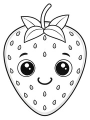 Obraz premium Cartoon strawberry with a smiling face. Children's. Coloring. Books. Vector. Illustration. Graphics
