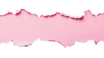 Horizontal torn pink paper with transparent background revealing checkered pattern