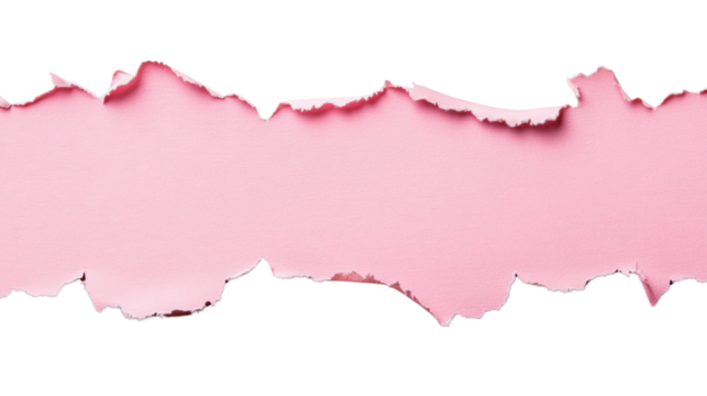 Horizontal torn pink paper with transparent background revealing checkered pattern