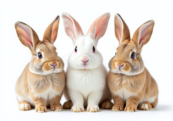 rabbits adorable creatures cute ears soft fur shining eyes white isolated background easter celebrations every