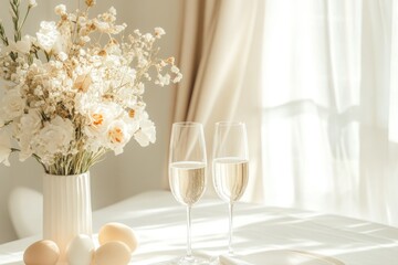 Modern Easter Brunch Celebration With Friends Featuring Minimalist Decor and Elegant Tableware