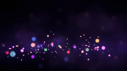 Colorful bokeh lights scattered across a dark background, creating a festive, magical, and sparkling atmosphere.