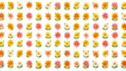 Pattern of flowers on a white background