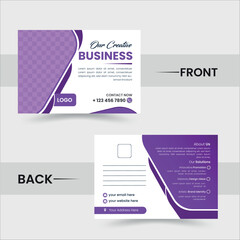 Business post card or corporate business postcard template design