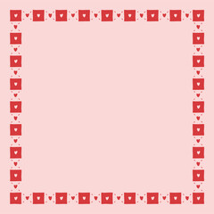 Frame  in box with heart vector print. Romantic background