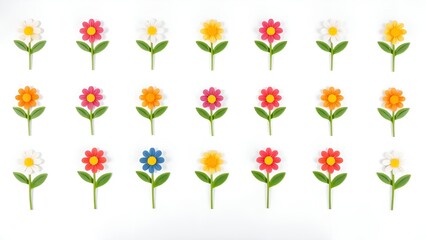 Pattern of flowers on a white background