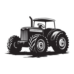 Rugged Agriculture Tractor – Hand-Drawn Farming Illustration