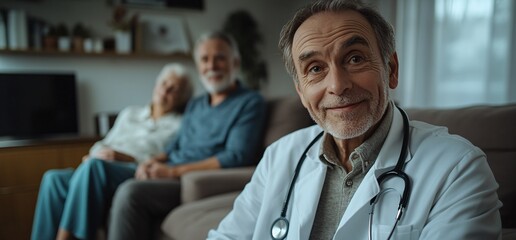 Obraz premium The doctor consults an elderly couple