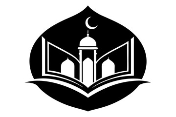Islamic mosque silhouette vector illustration,  mosque cion silhouette vector 