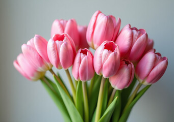 Fototapeta premium spring flowers pink tulips bouquet make lovely gift mothers special space filled