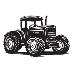 Heavy-Duty Tractor Line Art – Monochrome Farming Design