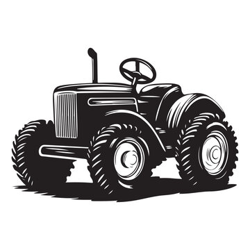 recommend clip art: Retro Farm Machine – High-Detail Tractor Illustration