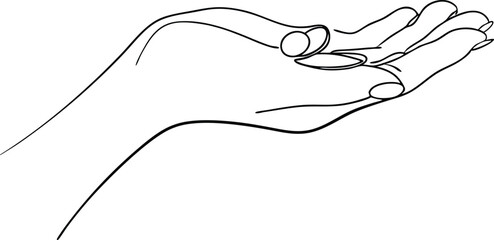 Open Hand, Giving, Receiving, Helping, Support, Care, Gesture, Line Art, Minimalist, Drawing