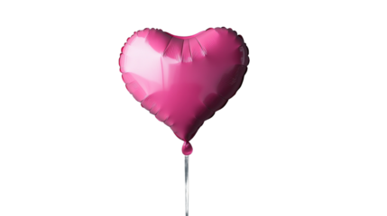 Pink heart shaped balloon floating with transparent background