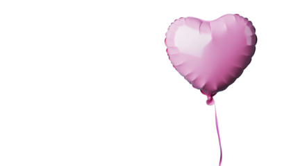 Pink heart shaped balloon floating with transparent background