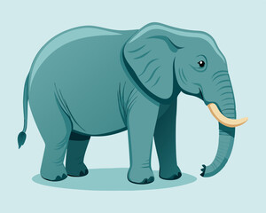 Fototapeta premium Elephant vector, Simple color Design vector icon with white background. Wild Animal Vector., Cartoon vector, 2d vector 