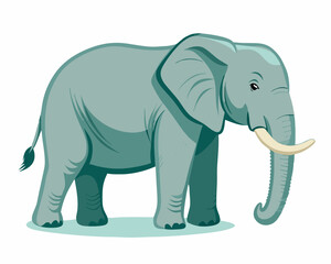 Obraz premium Elephant vector, Simple color Design vector icon with white background. Wild Animal Vector., Cartoon vector, 2d vector 