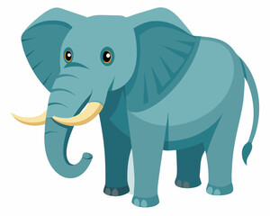 Fototapeta premium Elephant vector, Simple color Design vector icon with white background. Wild Animal Vector., Cartoon vector, 2d vector 
