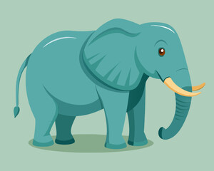 Elephant vector, Simple color Design vector icon with white background. Wild Animal Vector., Cartoon vector, 2d vector 	
