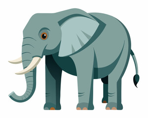 Obraz premium Elephant vector, Simple color Design vector icon with white background. Wild Animal Vector., Cartoon vector, 2d vector 