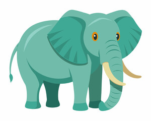 Fototapeta premium Elephant vector, Simple color Design vector icon with white background. Wild Animal Vector., Cartoon vector, 2d vector 