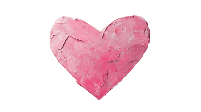 Pink heart representing love and affection on transparent background