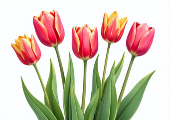 tulip illustrations created using realistic vectors white background