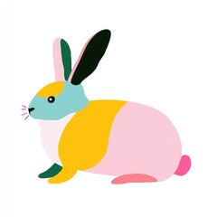Obraz premium Minimalist Pastel Bunny Illustration