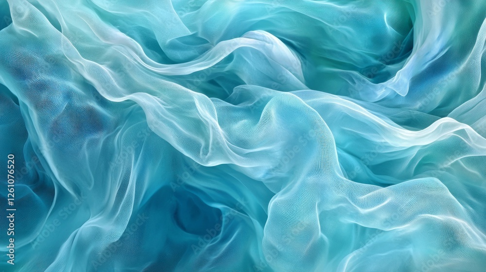 Poster a mesmerizing swirl of blue and green hues dances together, creating a fluid texture that evokes fee