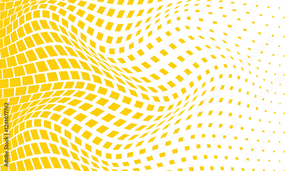 Poster abstract yellow rectangle big to small dot wave pattern can be used background.