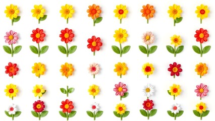 
Pattern of flowers on a white background.