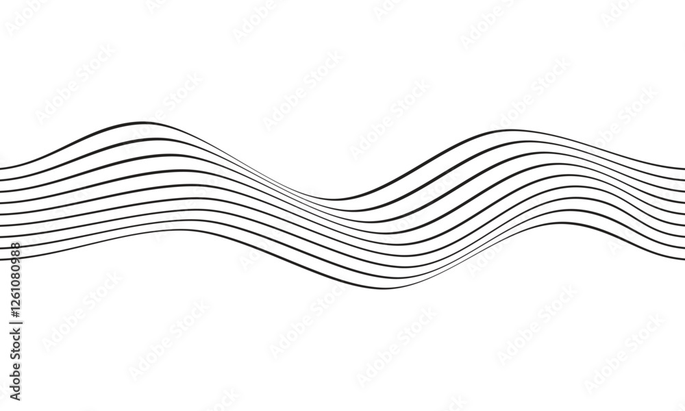 Aufkleber abstract black wave thin line design can be used background.