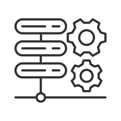 Server settings icon in line design. Server, settings, configuration, hosting, network, database, cloud on white background vector. Server settings editable stroke icon