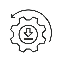 Backup download, icon in line design. Backups download, data backups, cloud backup, data recovery, backup storage on white background vector. Backup download, icon in line design editable stroke icon