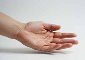 Open human hand gesture on neutral background