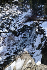 beautiful river and waterfall at Lake Tahoe in winter