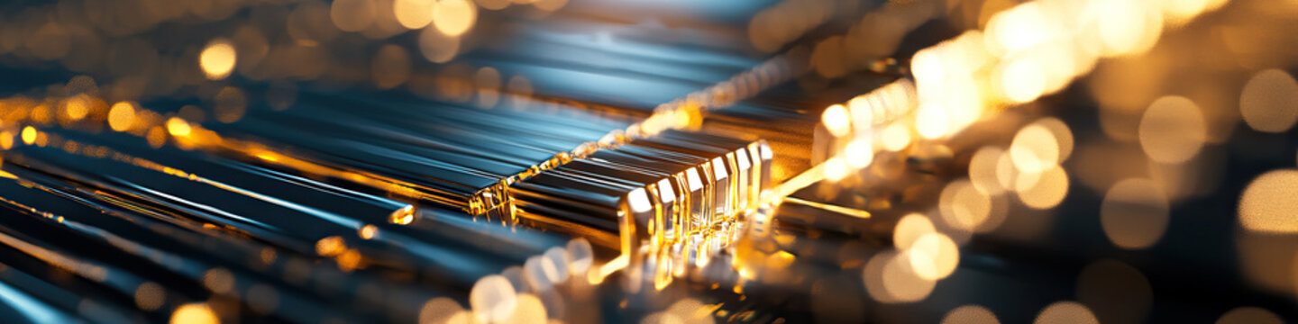 Abstract Image of Parallel Metallic Bars with Warm Lighting