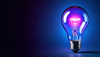 Colorful glowing light bulb shines brightly in a dark, artistic setting