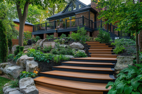 A Beautifully Installed Trex Deck Surrounded By Greenery